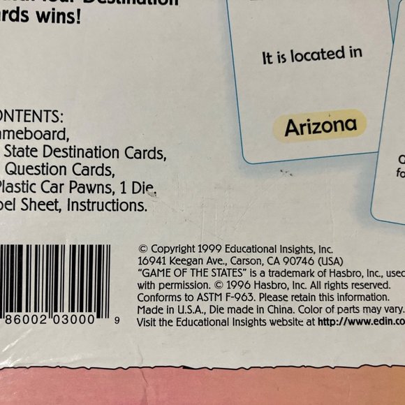 GeoSafari Game of the States by Educational Insights Complete Vintage 1991 - Picture 8 of 16